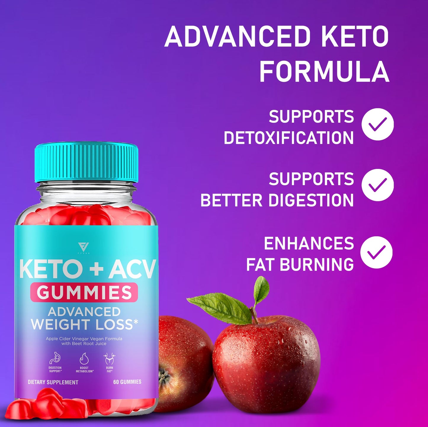 Fyvus Apple Cider Vinegar Gummies 180 Gummies