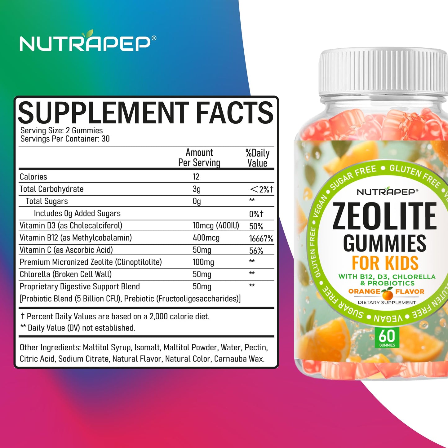 NutraPep Zeolite Detox Gummies for Kids Gummy 60 Count