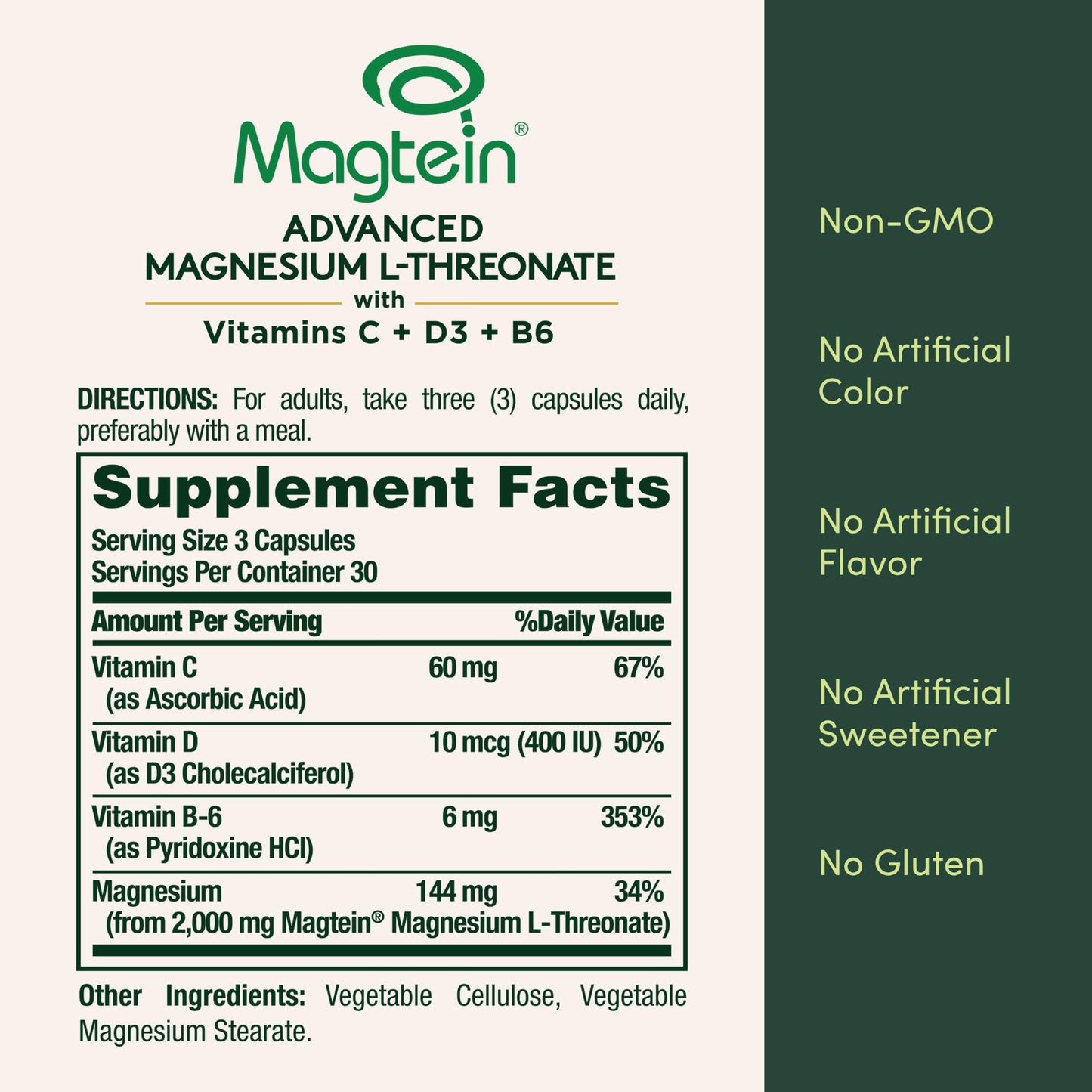 Nature's Bounty Magnesium L-Threonate 2000mg Magtein Capsules 90 Count
