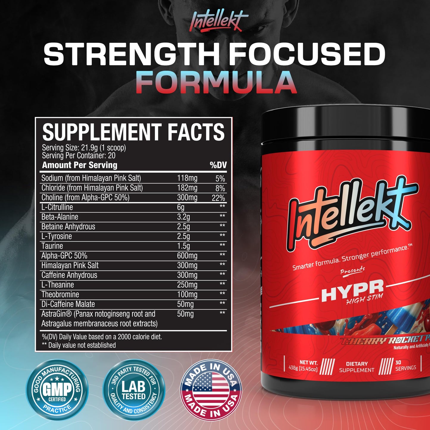 INTELLEKT Lifestyle Hypr High Stim Pre Workout Powder 15.45 Ounce
