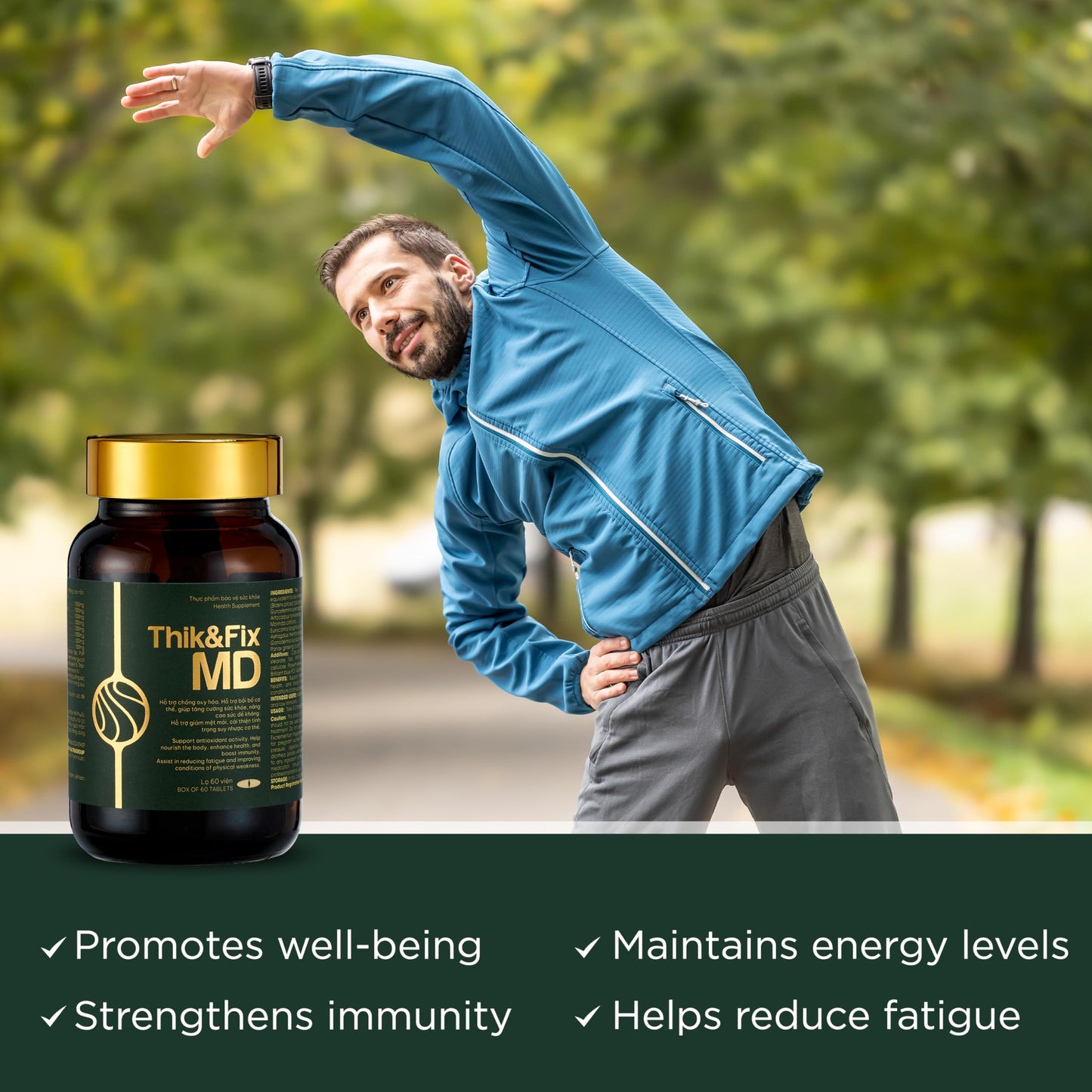 Thik&Fix MD Immune Support Supplement with Natural Herbs, Ginseng Extract & Reishi Mushroom Softgel, 60