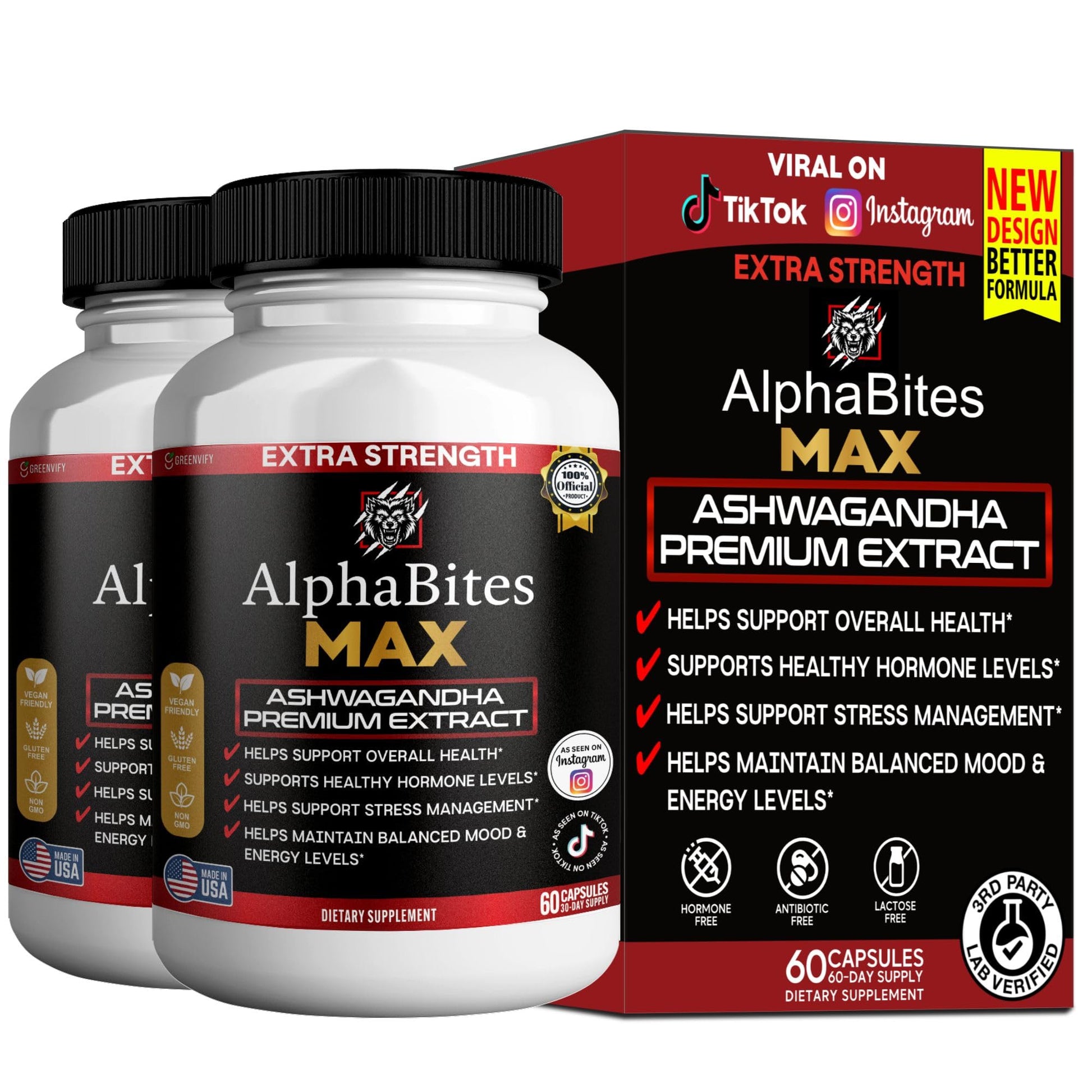 GREENVIFY AlphaBites MAX Ashwagandha Extract Capsules, 60 Capsules