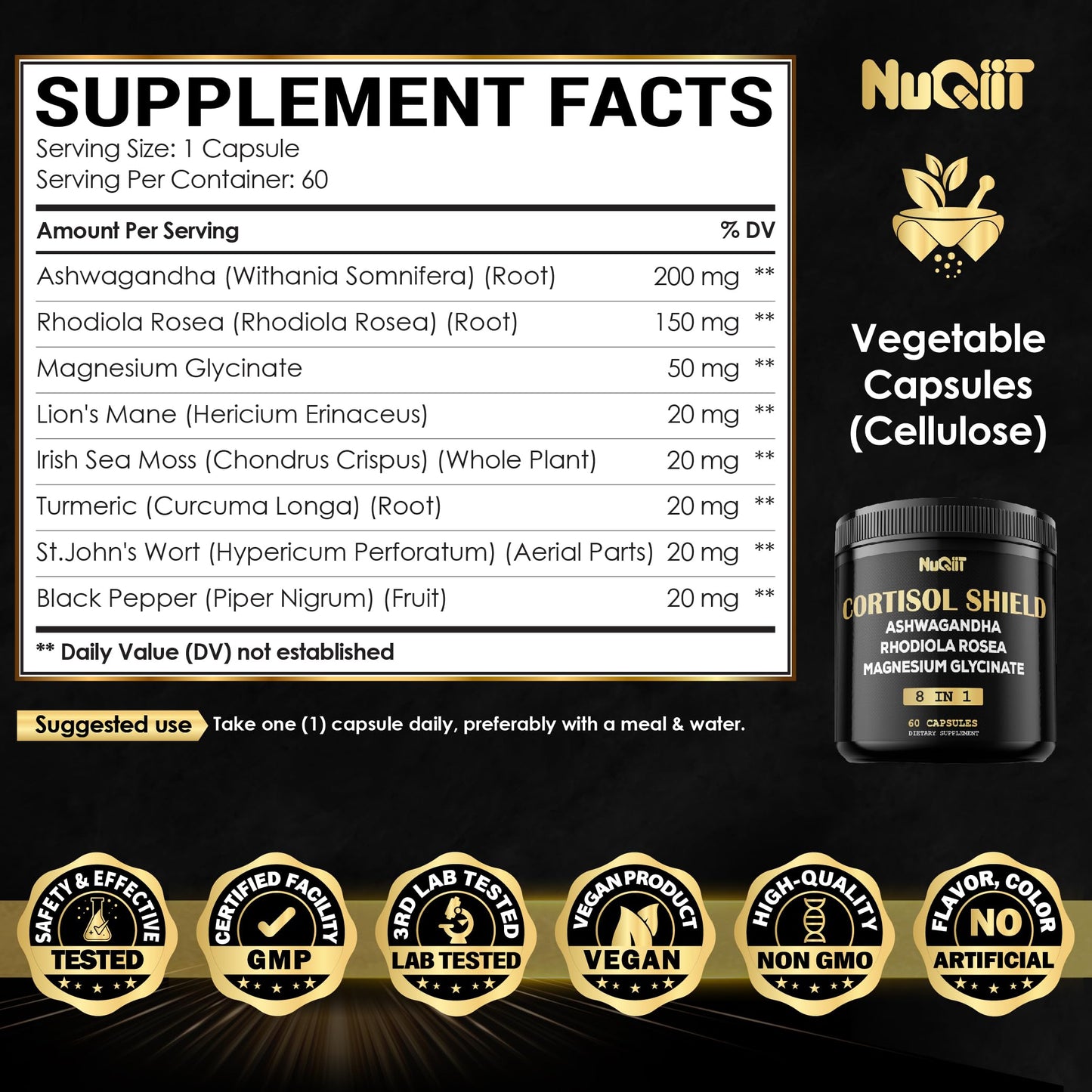 NUQIIT 8in1 Cortisol Shield Capsules 60 Count