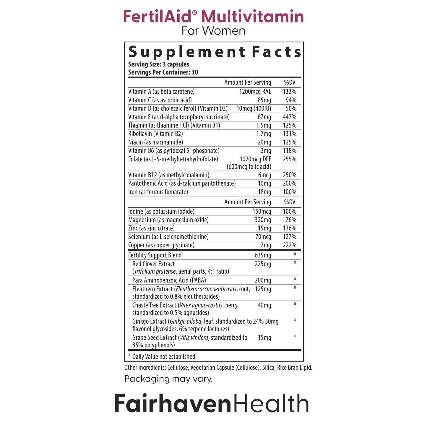 Fairhaven Health FertilAid for Men and Women Capsules 180 Count