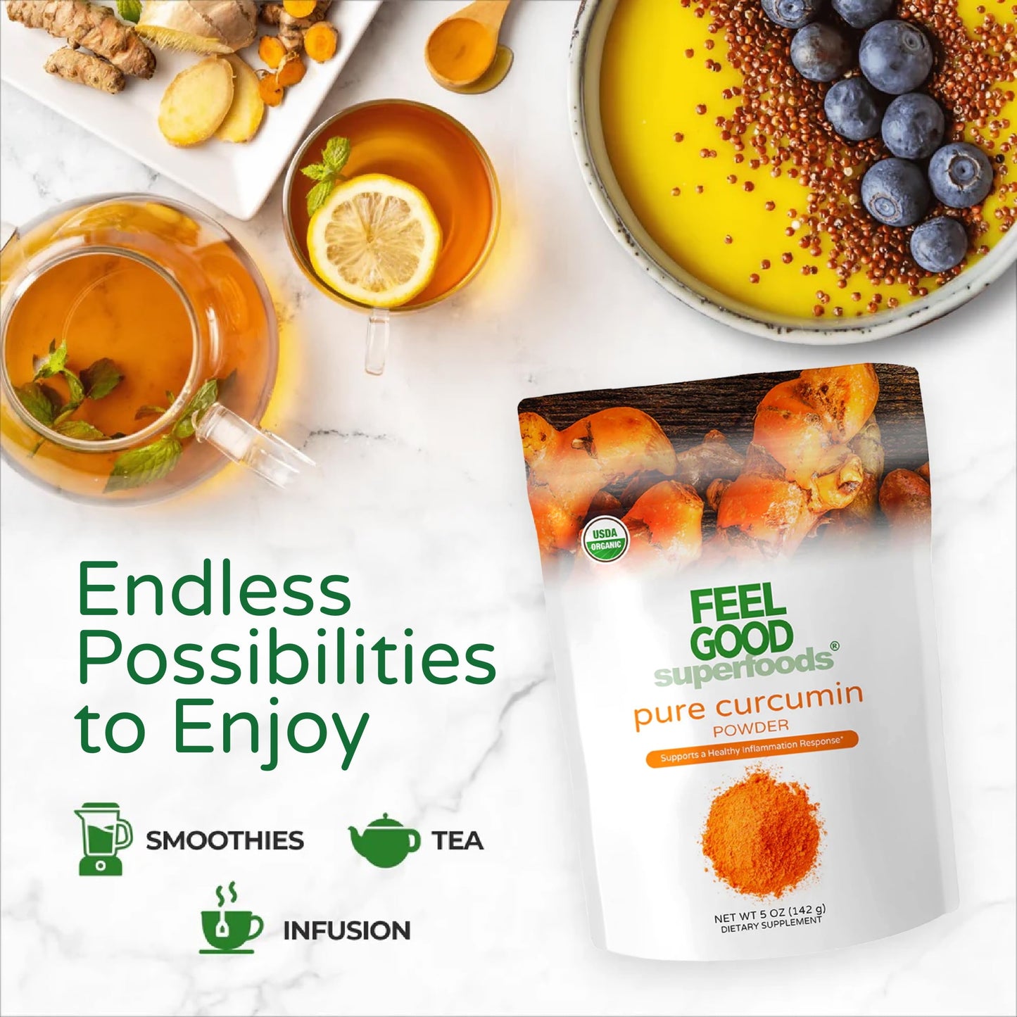 FEEL GOOD Pure Curcumin Powder, 5 oz
