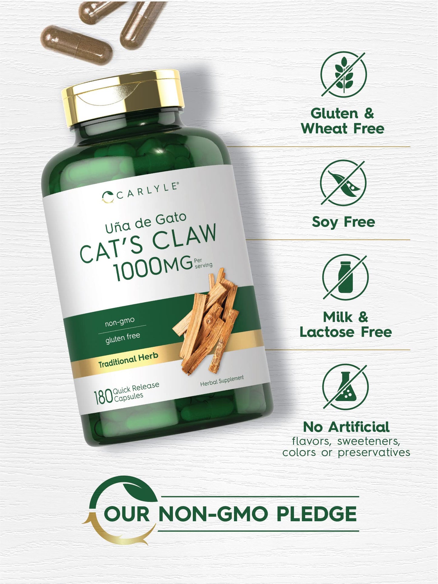 Carlyle Cat's Claw 1000mg Capsules, 180 Count