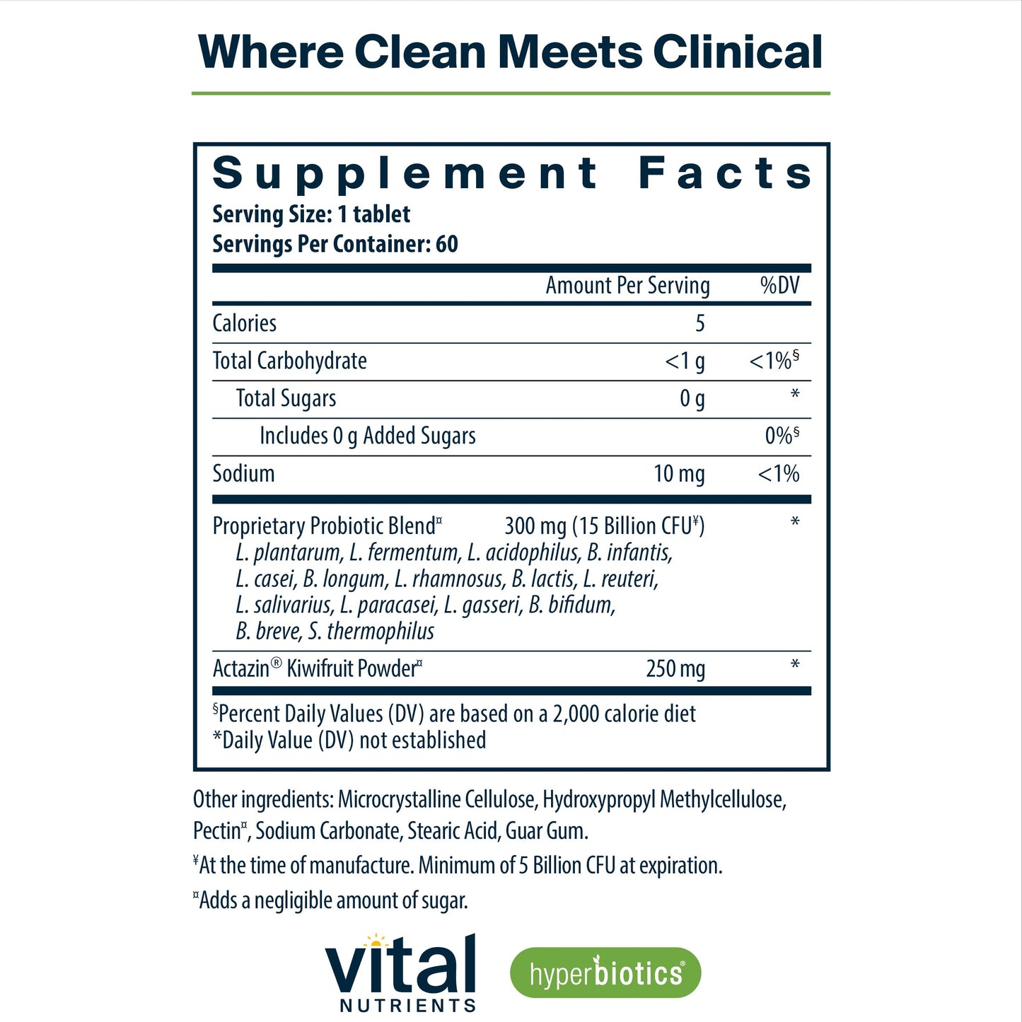 Hyperbiotics Vital Nutrients Pro-15 Advanced Probiotics Tablets, 60 Count