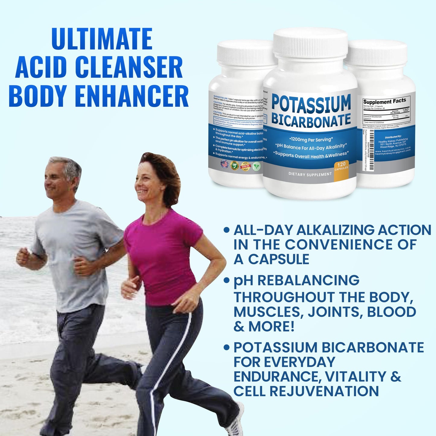 Kidney Restore Potassium Bicarbonate Supplement Capsules 120 Count