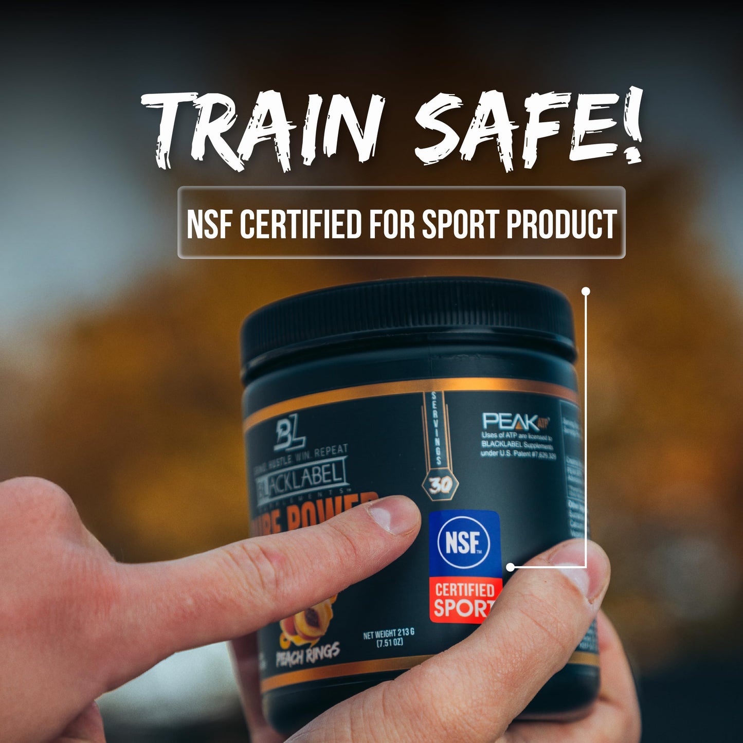 BLACKLABEL Supplements Pure Power NSF Certified for Sport Pre-Workout Powder (Peach Rings) 7.61