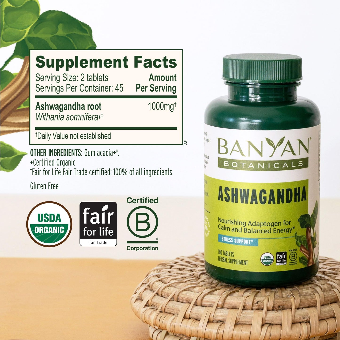 Banyan Botanicals Ashwagandha 180 Tablets