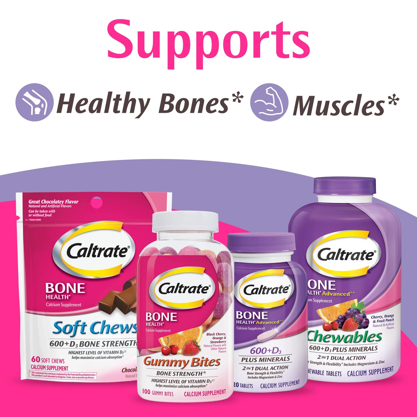 Caltrate 600 Plus D3 Calcium and Vitamin D Supplement Tablets, 60 Count