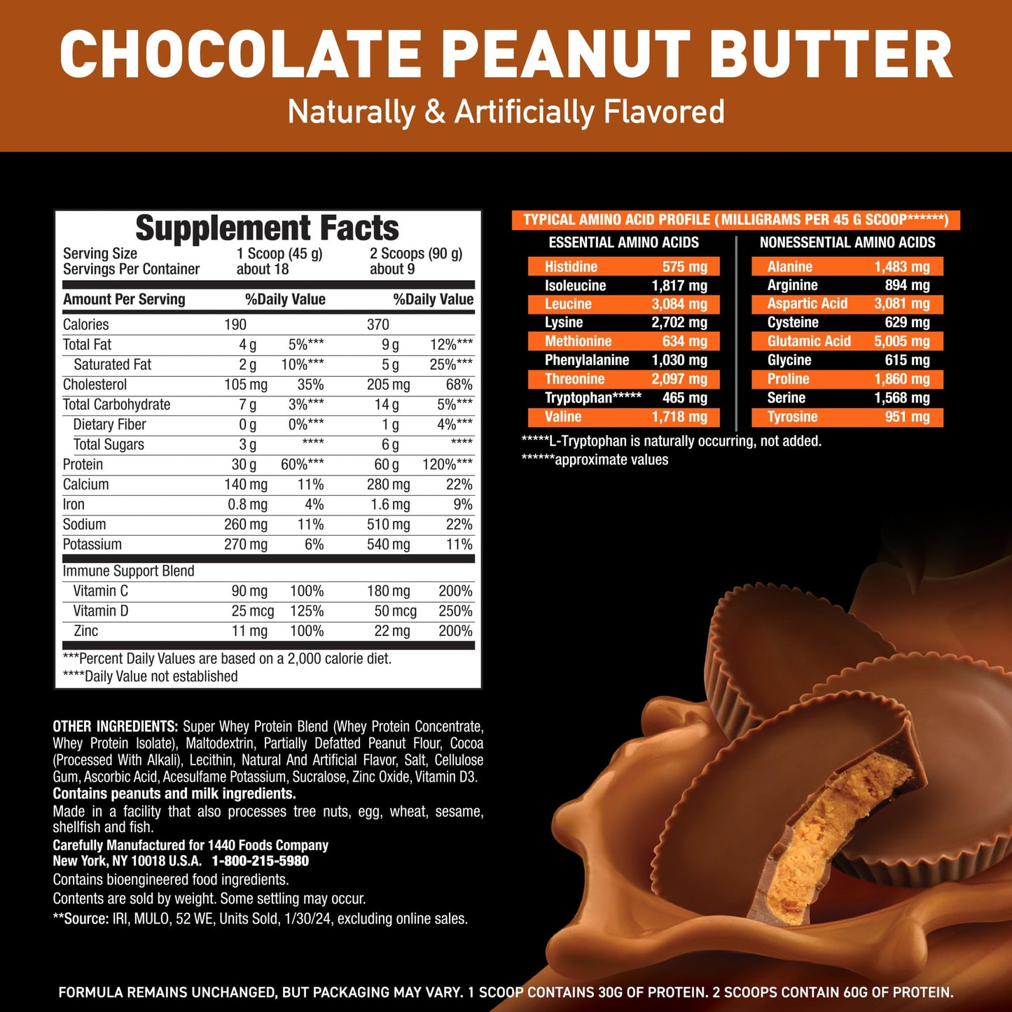 Body Fortress 100% Whey Premium Protein Powder Chocolate Peanut Butter, 28.48 Servings
