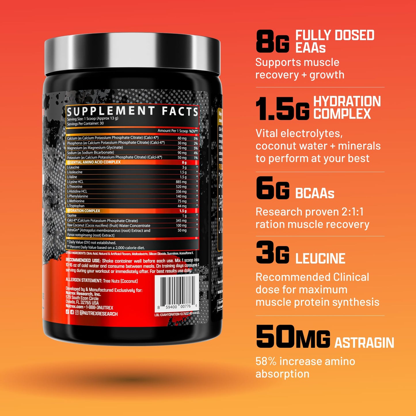 Nutrex Research EAA Hydration Powder 13.8 Ounce