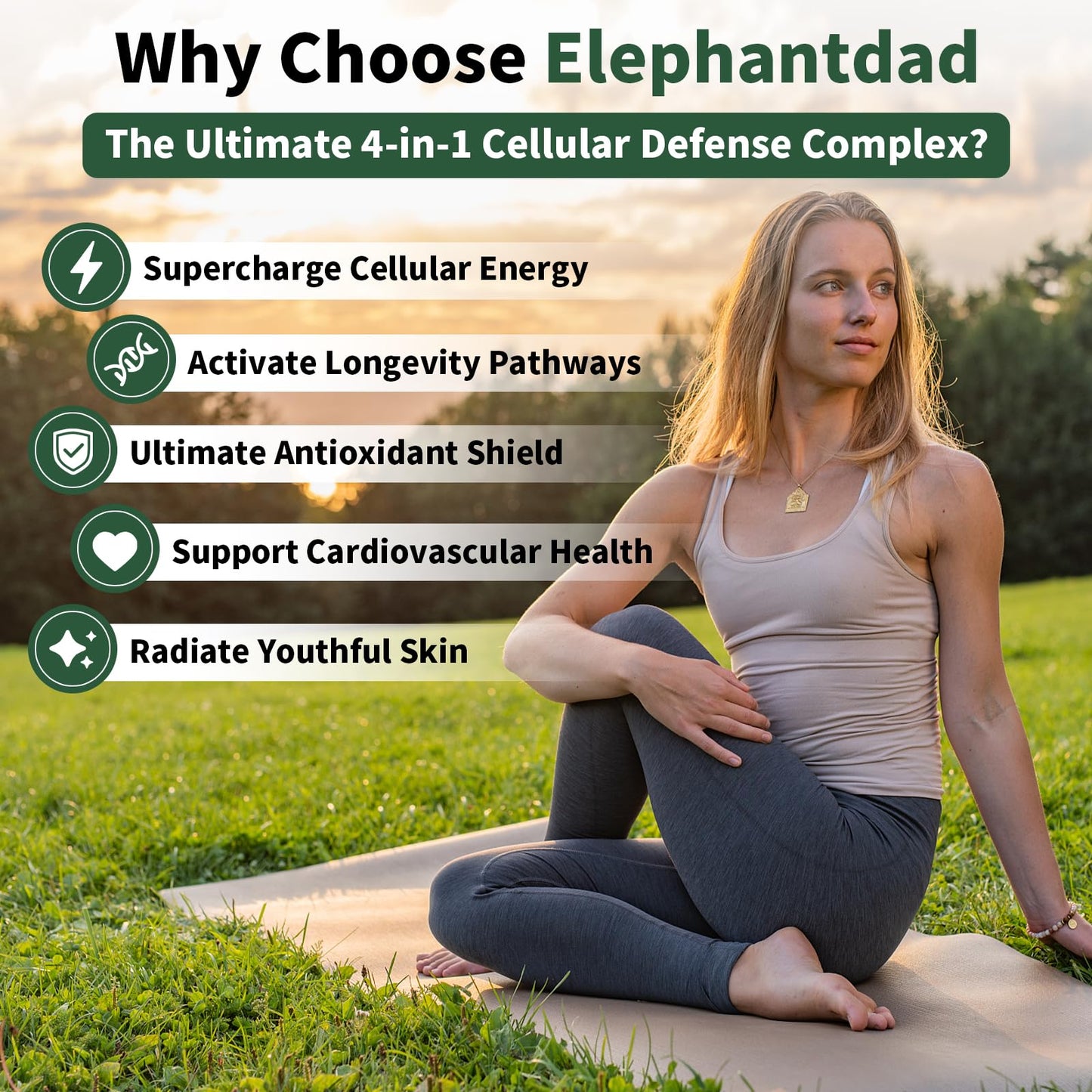 Elephant dad NMN Supplement with Resveratrol & CoQ10 – NAD Plus Booster for Cellular Energy, Mitochondrial Support & Healthy Aging, Anti Aging NAD Supplement for Men & Women, 60 Capsules
