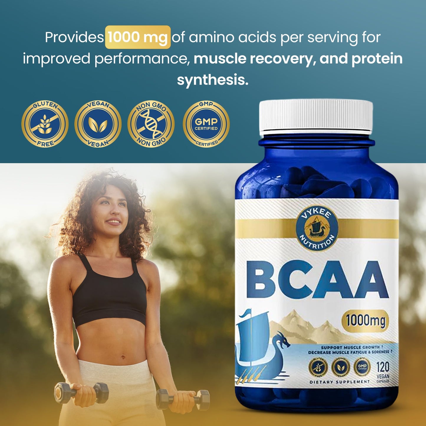 Vykee Nutrition BCAA Capsules, 120 Count