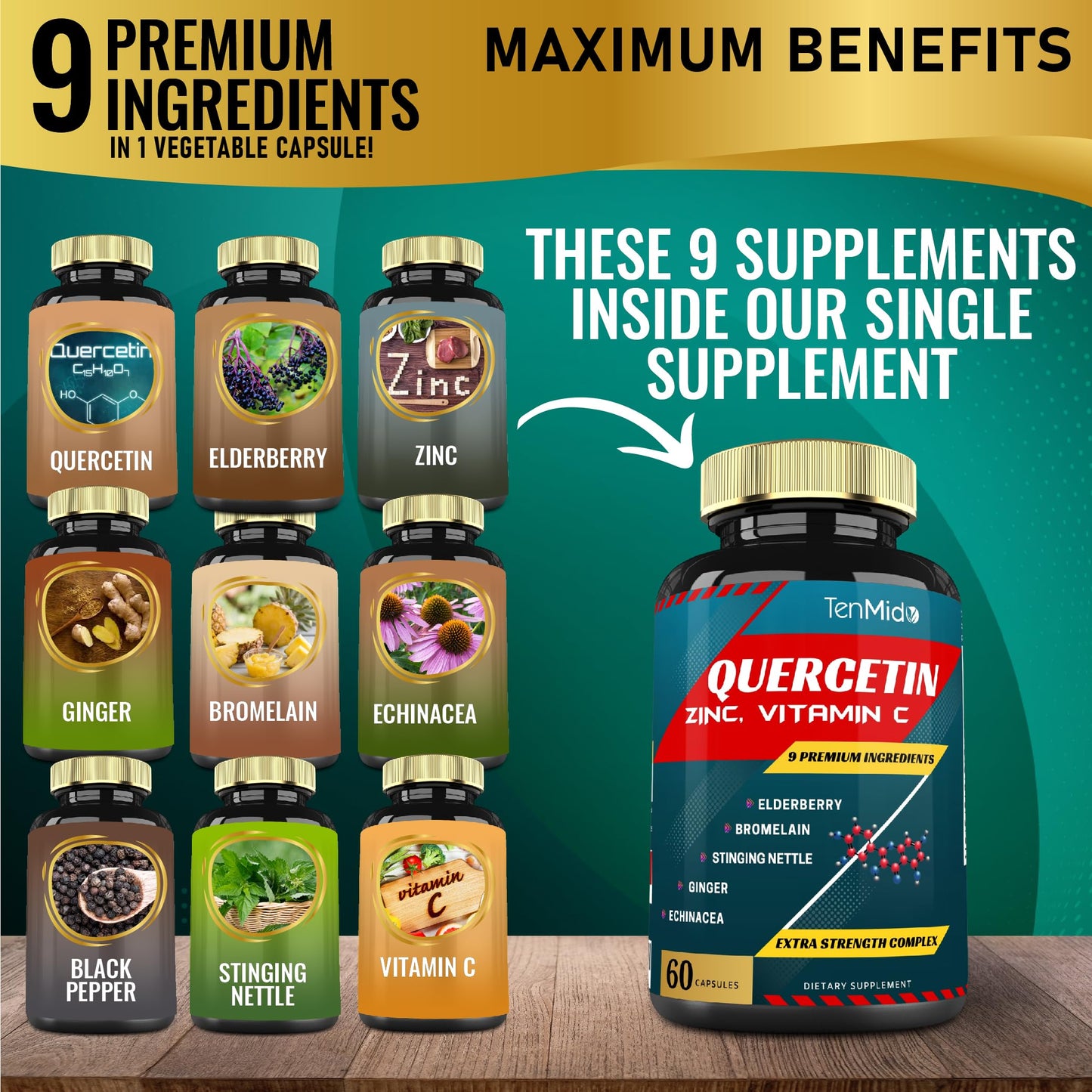 Tenmido Quercetin Extract Capsules, 60 Capsules