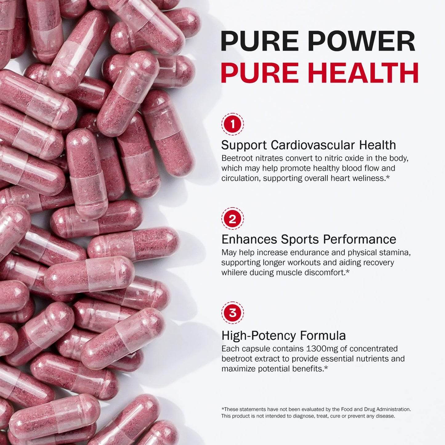 O.SECERT Beet Root Capsules 1300mg Organic Beetroot Powder, Natural Energy & Endurance Support, Non-GMO, 60 Capsules