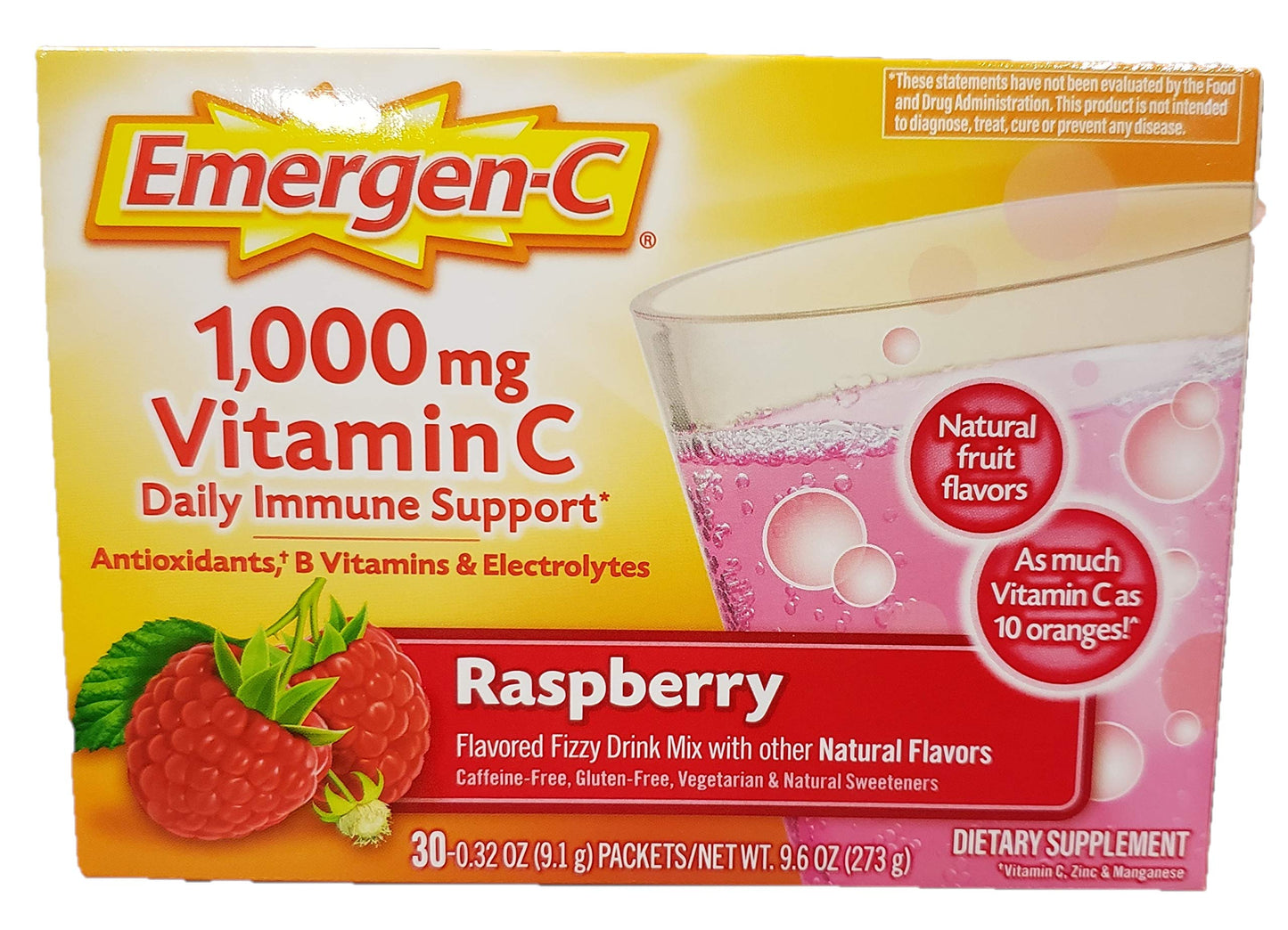 Emergen-C Raspberry Capsules 30 Count