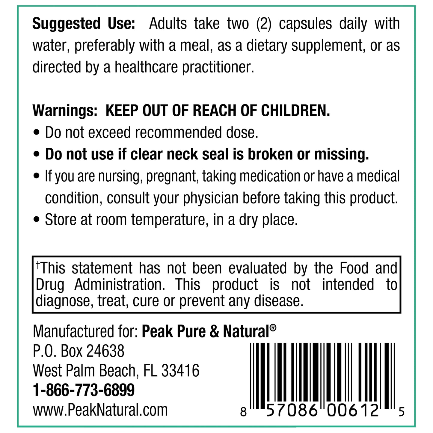 Peak Pure & Natural Maximum Endurance Supplement Capsule, 1 Count