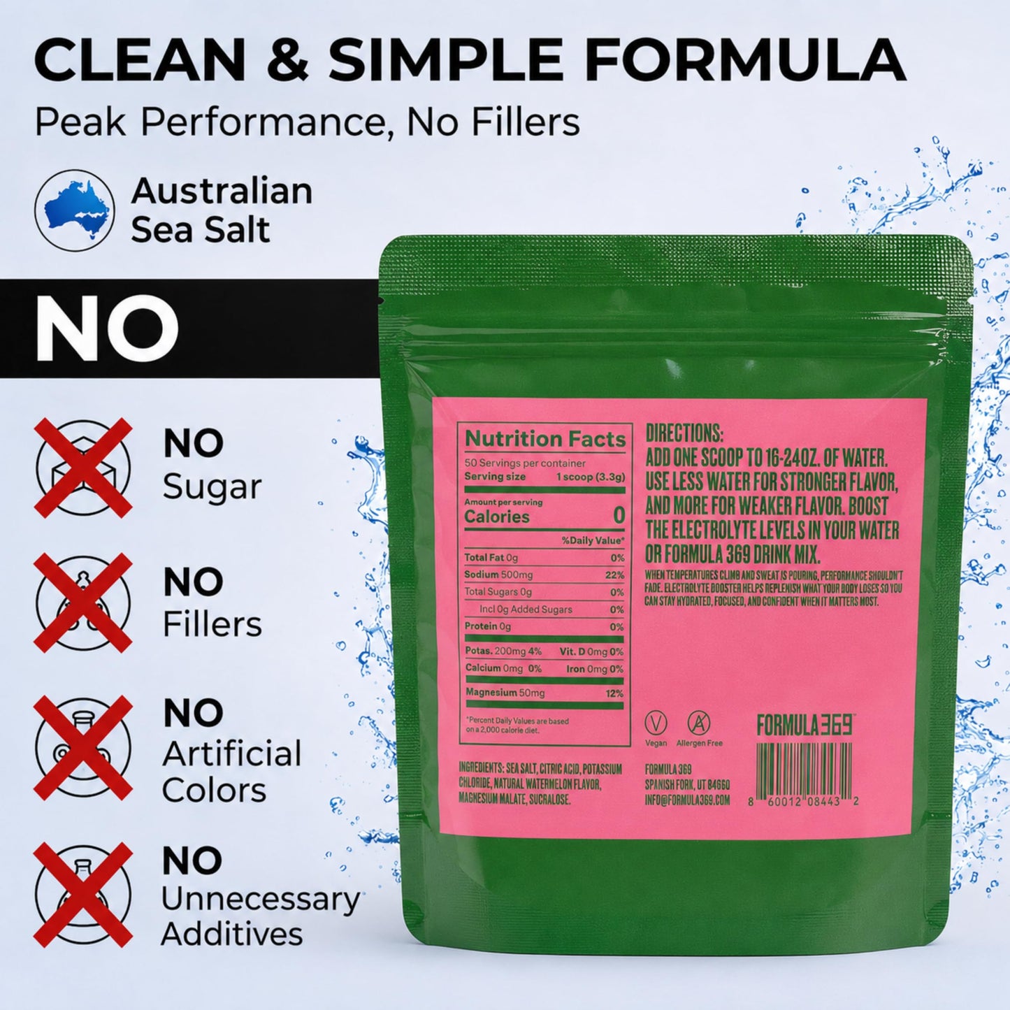 Formula 369 Electrolyte Booster Powder Salted Watermelon, 50 Servings