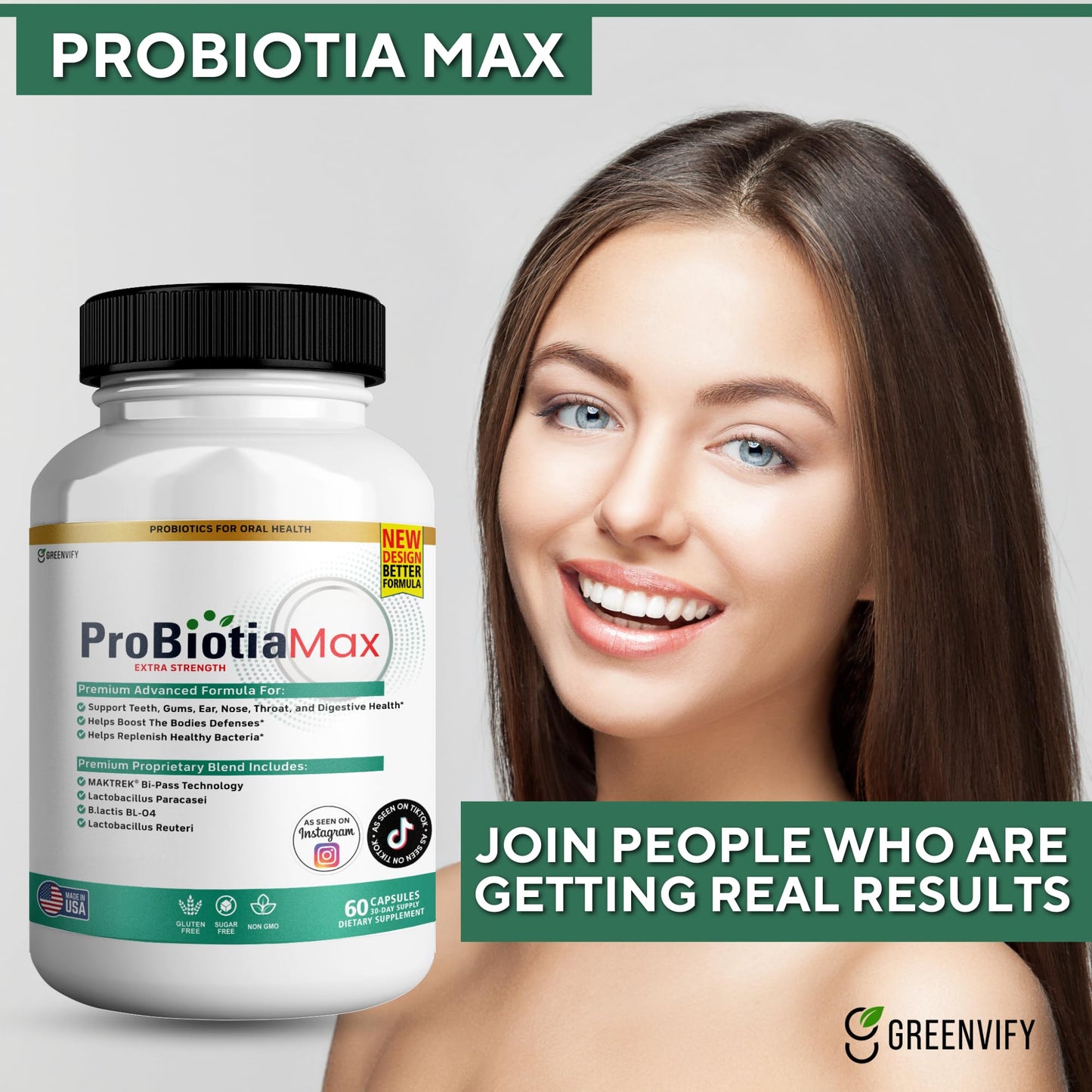 GREENVIFY ProBiotia Max 40 Billion CFU Extra Strength Oral Probiotic Supplement Capsule, 60 Capsules