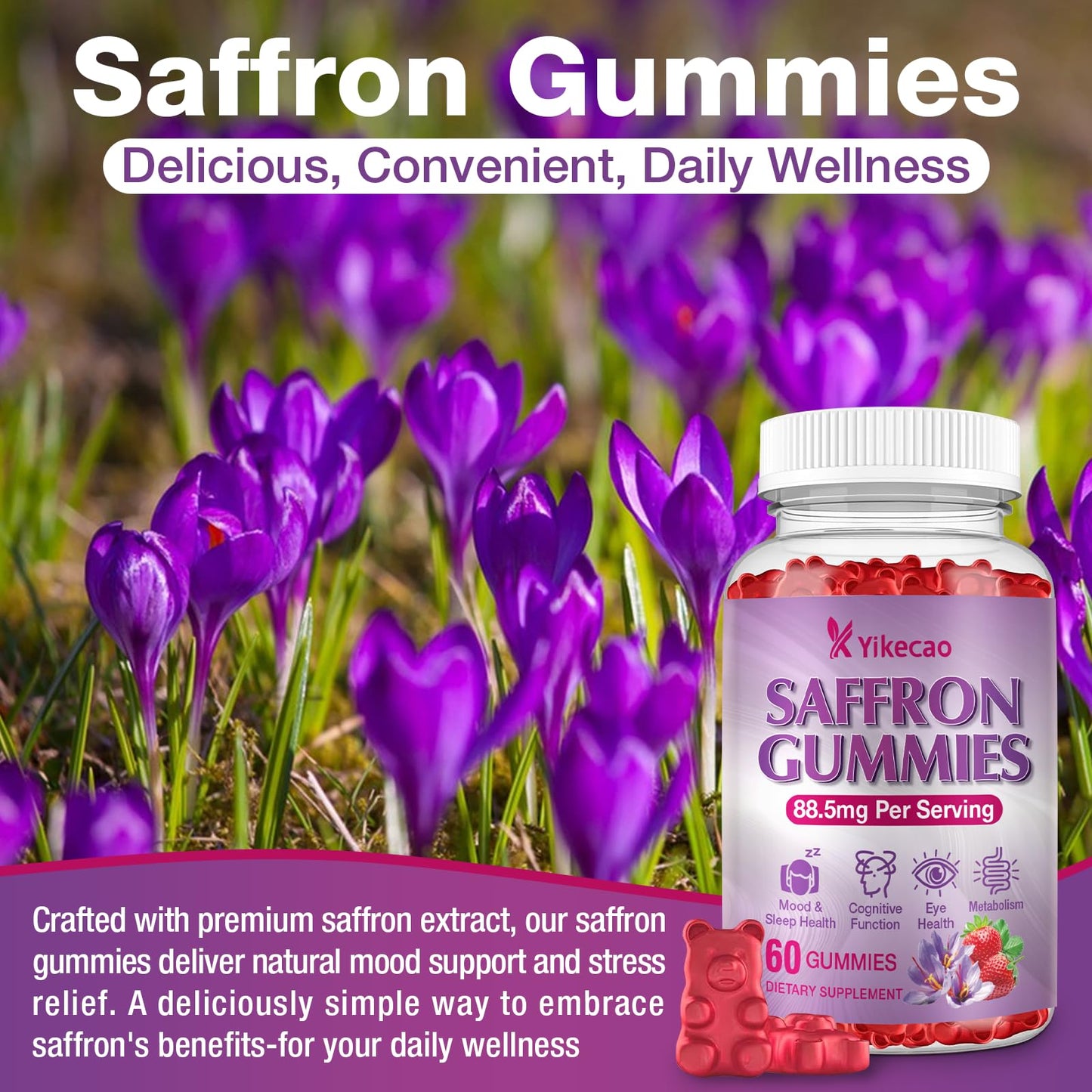 Yikecao Saffron Gummies 60-count