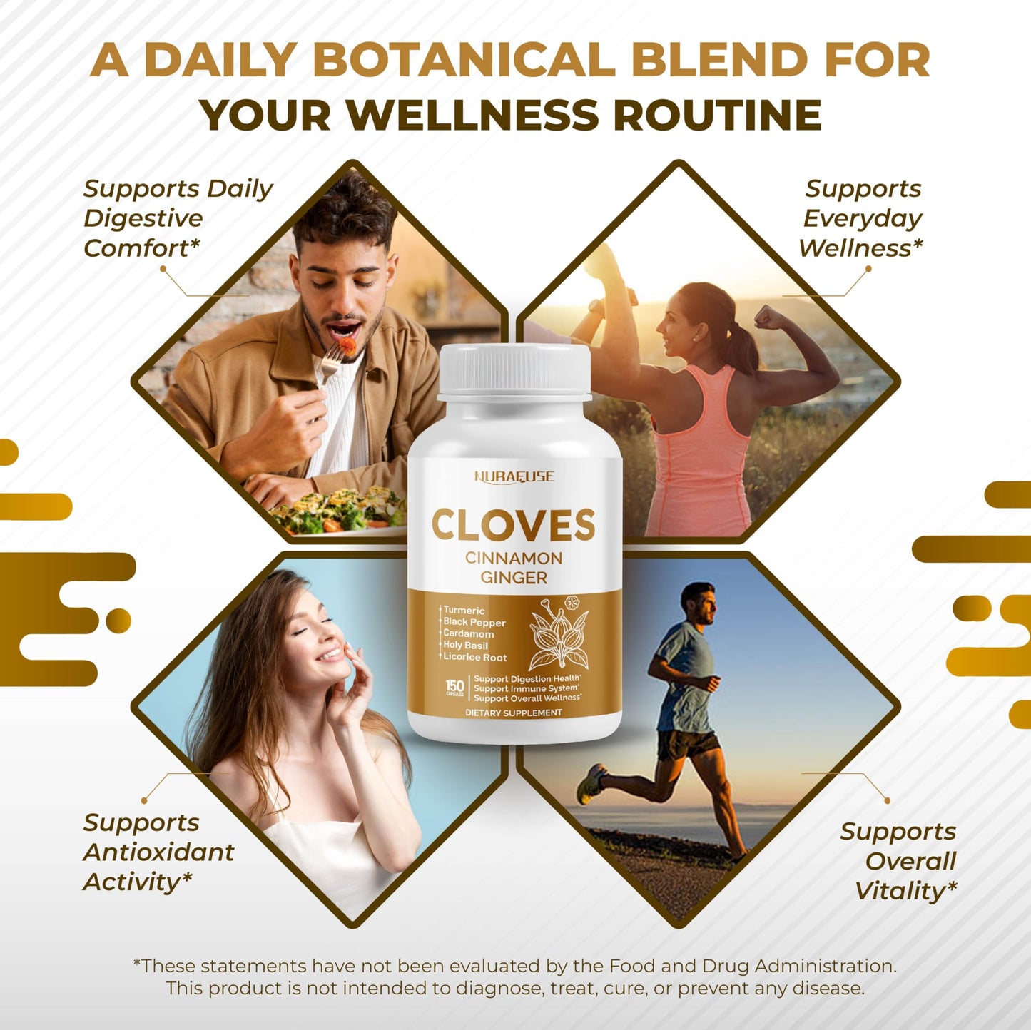NURAFUSE Cloves Cinnamon Ginger Capsule 150 Count