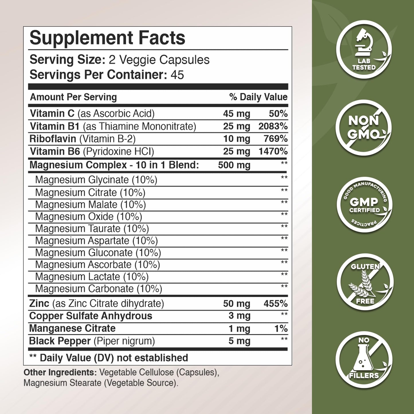 GADE NUTRITION BOOST YOUR HEALTH Magnesium Complex 10 in 1 Capsule, 90 Count