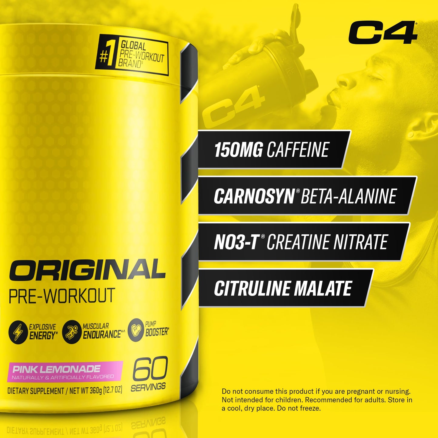 C4 Original Pre Workout Powder Pink Lemonade 12.7 Ounce