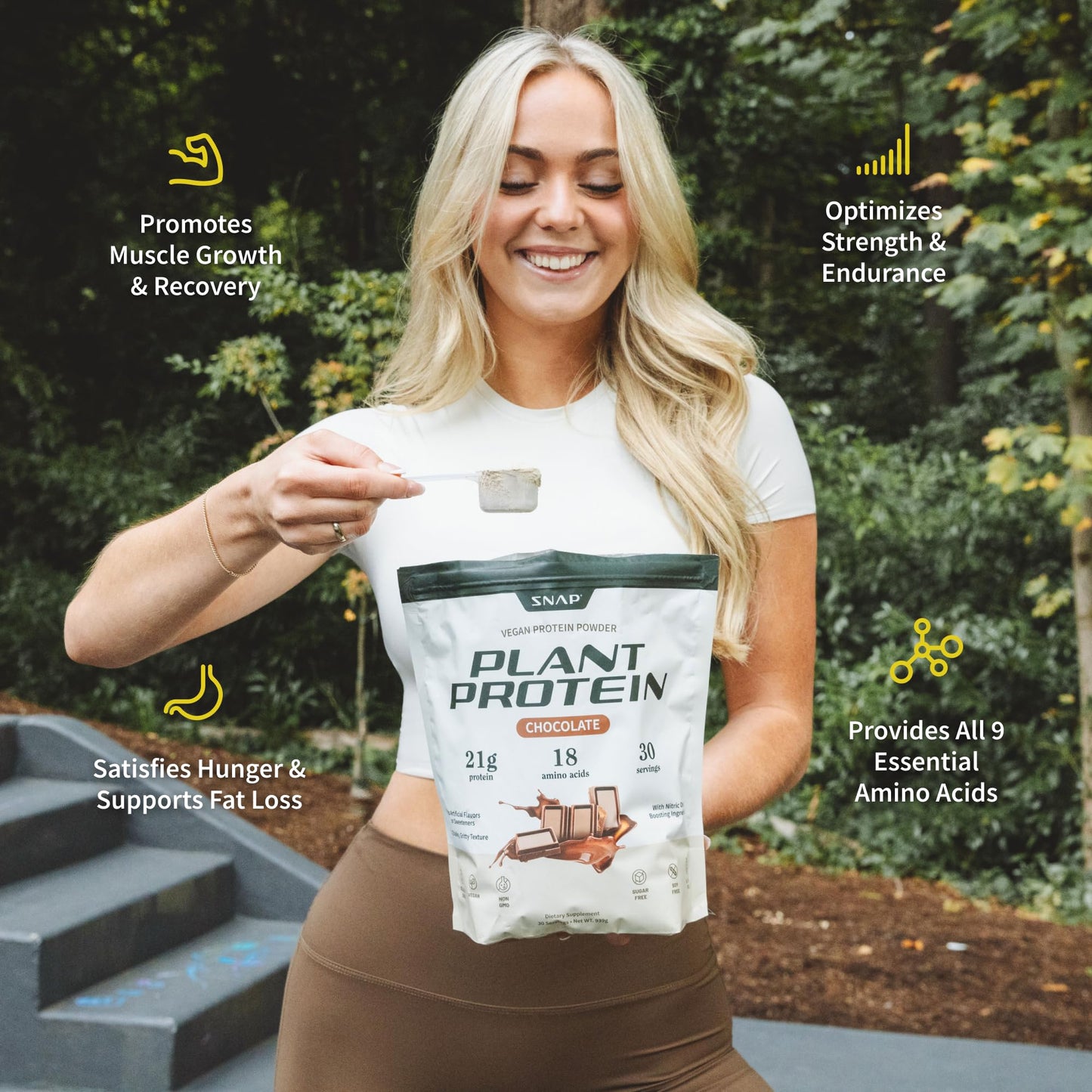 Snap Supplements Plant Based Vegan Protein Powder Chocolate, 30 Servings