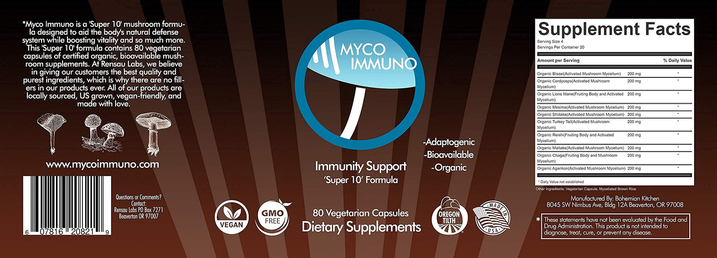 SNANA Myco Immuno Super 10 Mushroom Blend Immunity Capsule 1 Count