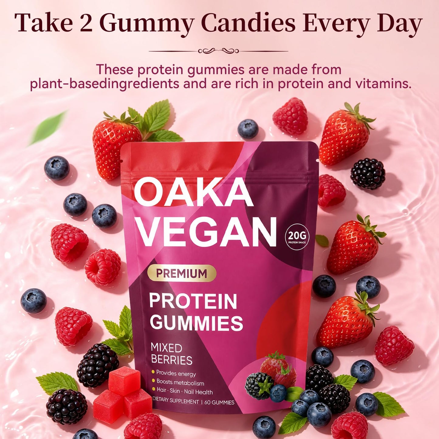 MAIA CACAO AEGAN Protein Gummies for Women & Men, 60 Gummies