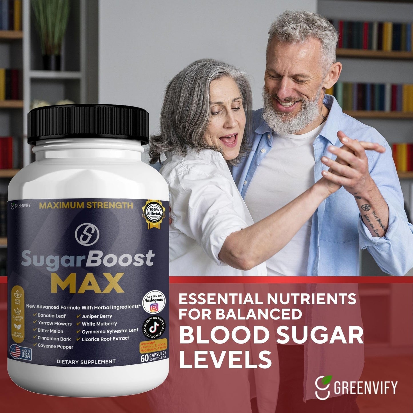 GREENVIFY SugarBoost MAX Dietary Supplement Capsules, 60 Capsules