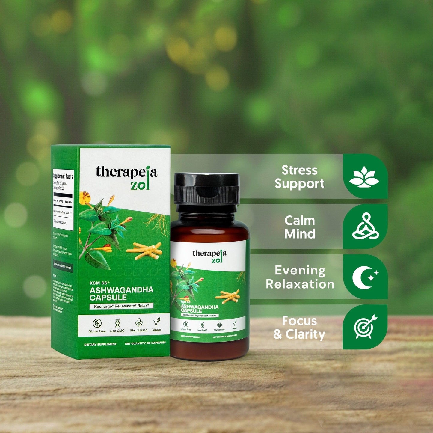 Therapeia Zoi Ashwagandha KSM-66 Capsules 60 Count