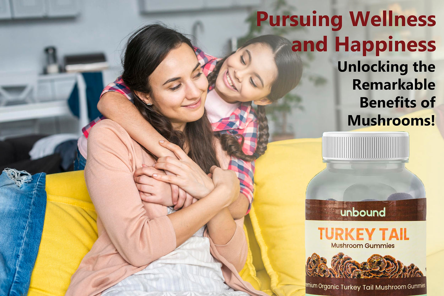 Unbound Mushroom Gummies Premium Organic Turkey Tail Mushroom, 60 Gummies