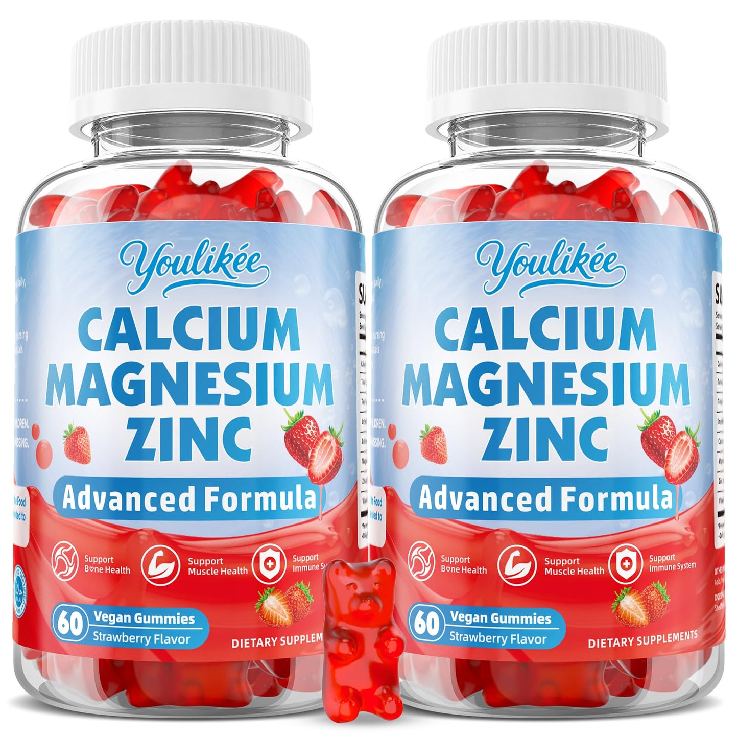 Youlikee Calcium Magnesium Zinc Gummies 120 Count