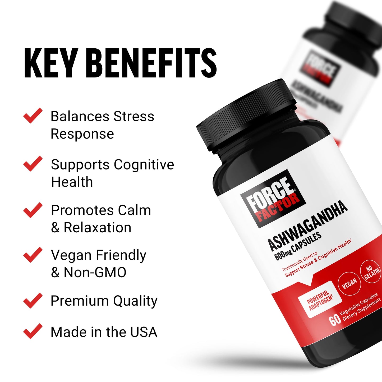 Force Factor Ashwagandha Capsules, 60 Count