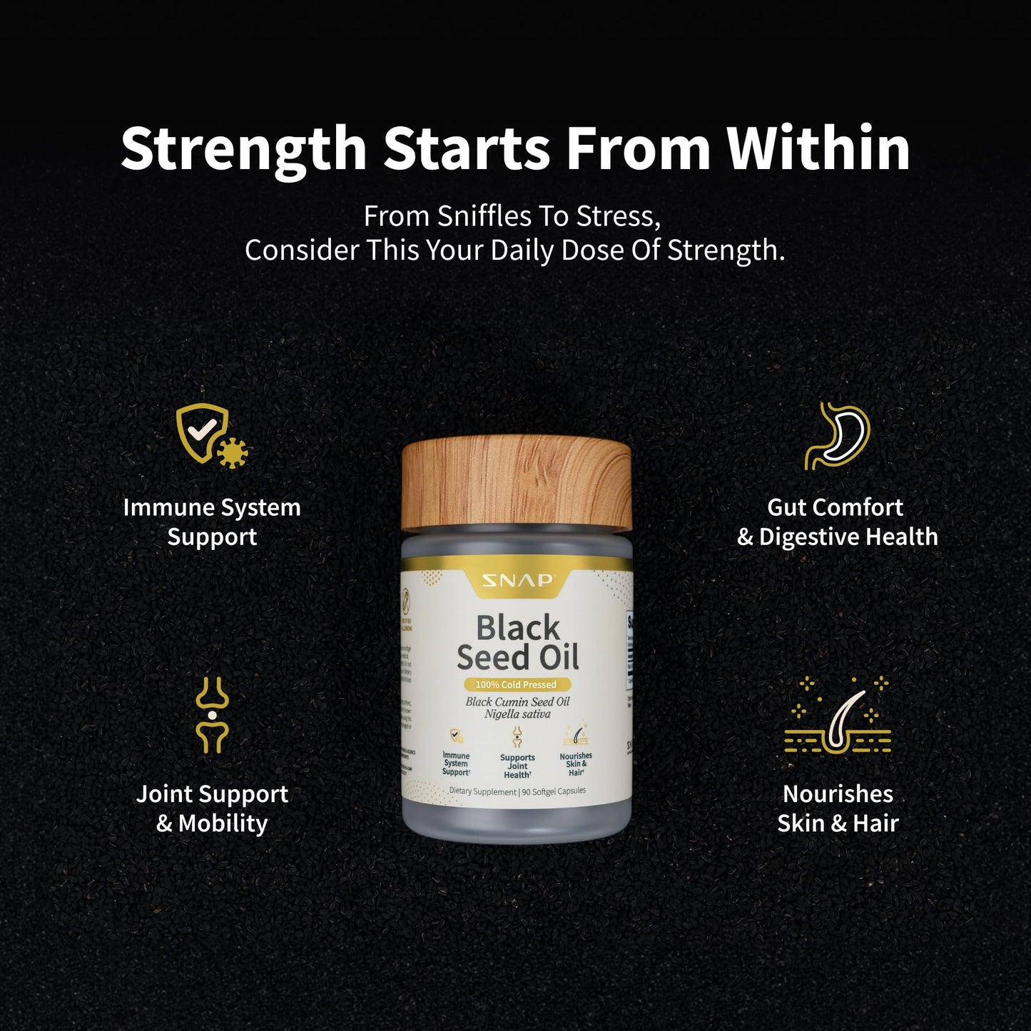 Snap Supplements Black Seed Oil Capsule, 90 Capsules