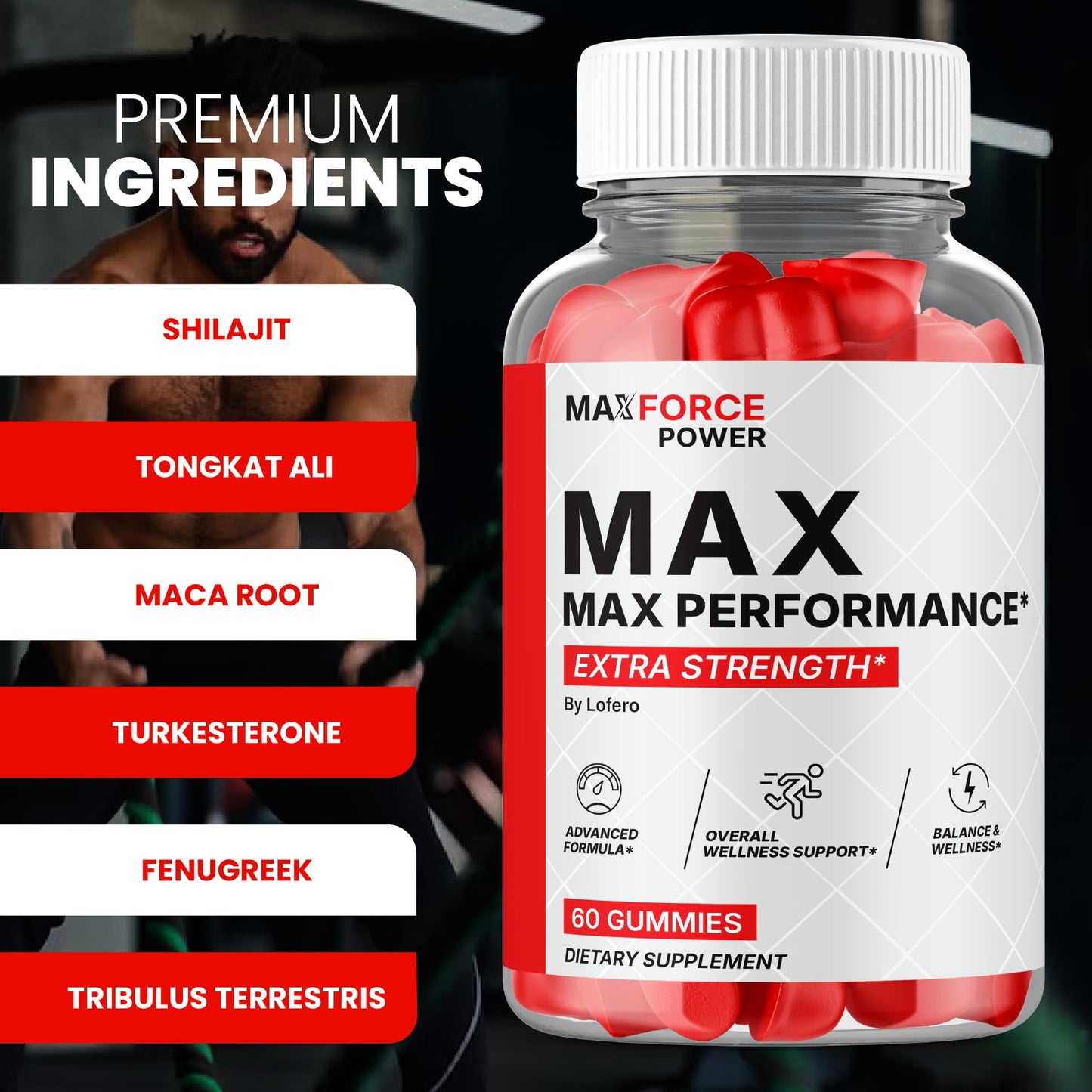 Lofero MaxForce Power Gummies 180 ct