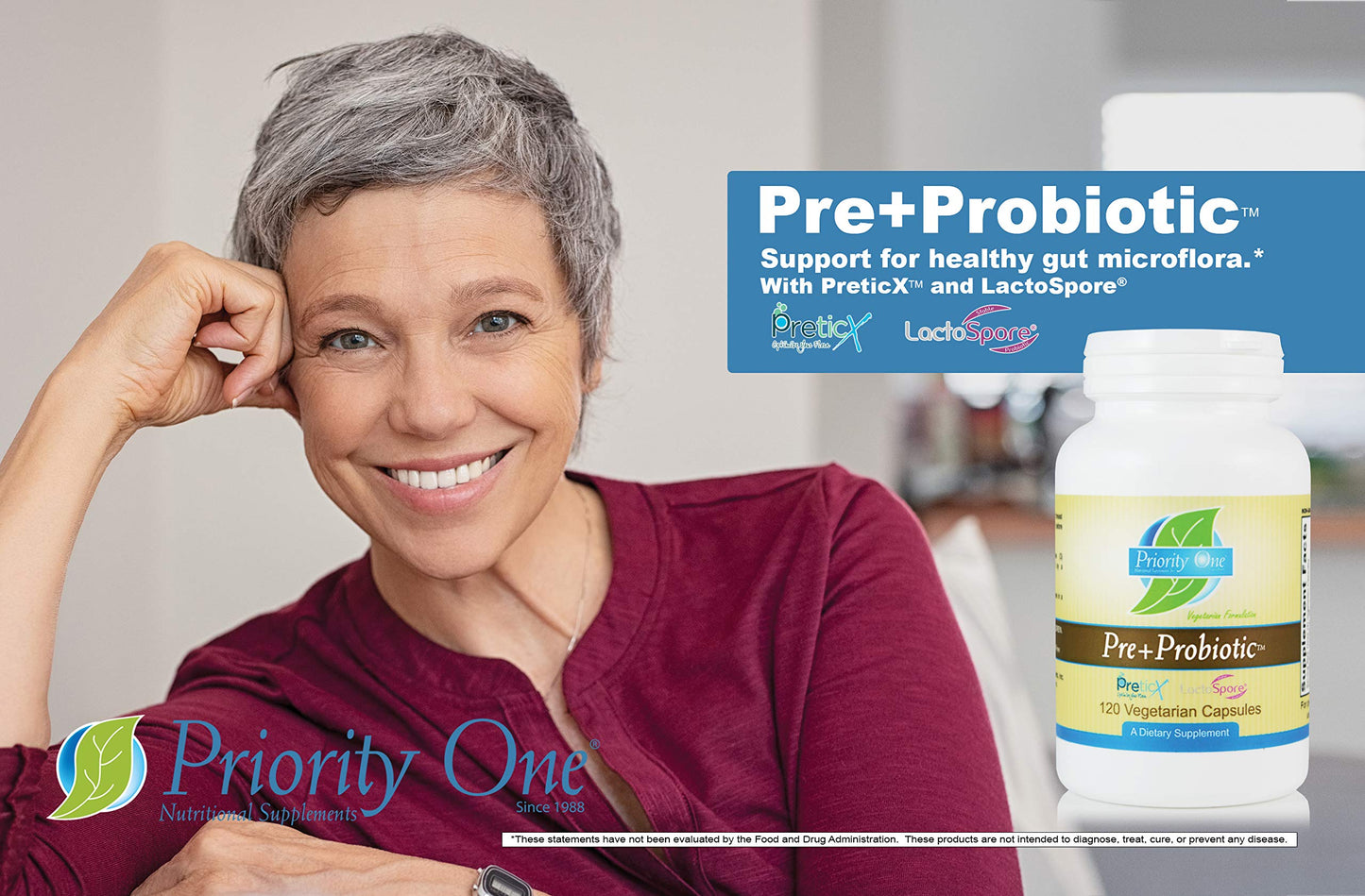 Priority One Pre+Probiotic 120 Vegetarian Capsules