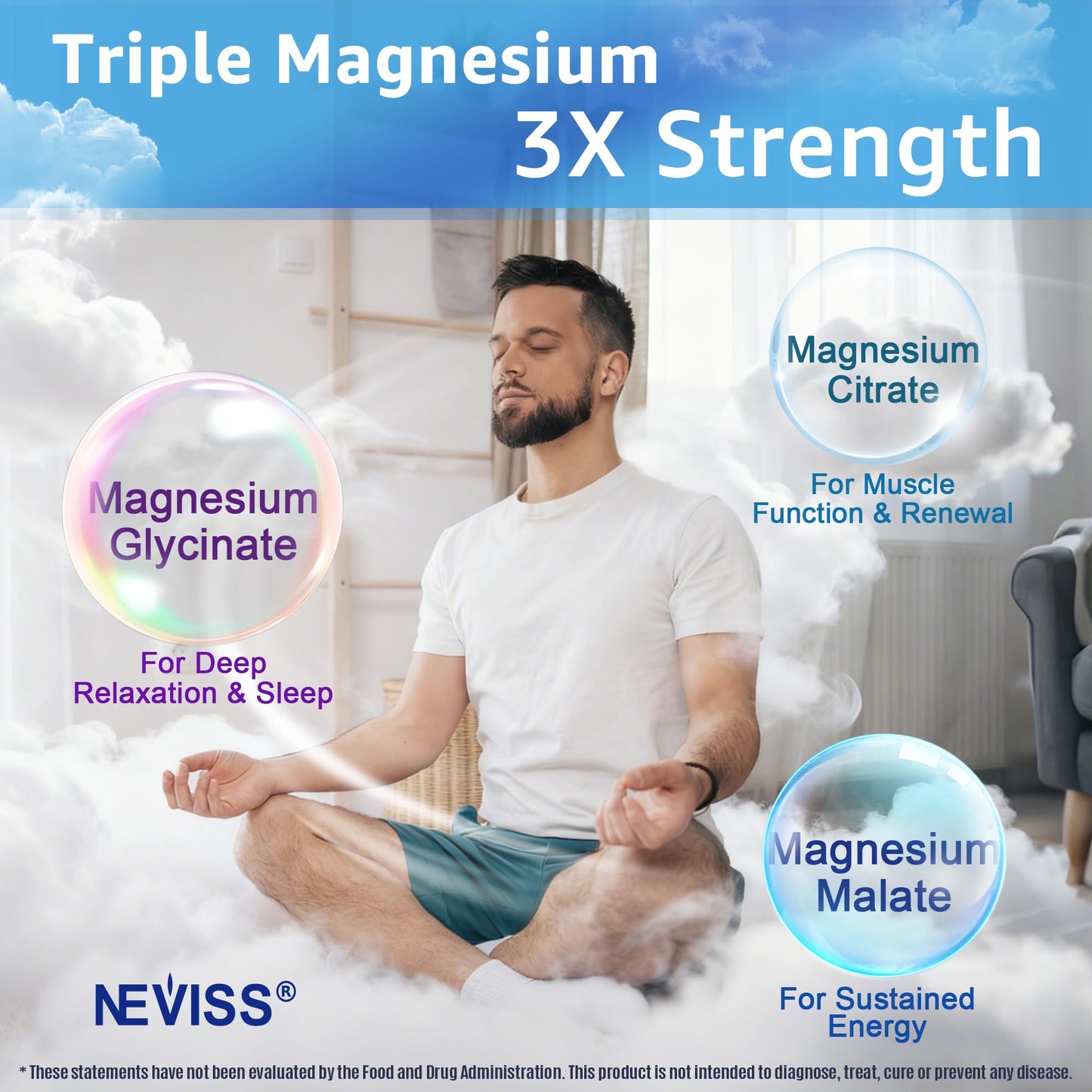 NEVISS Magnesium Complex 400mg Gummies 60 Count