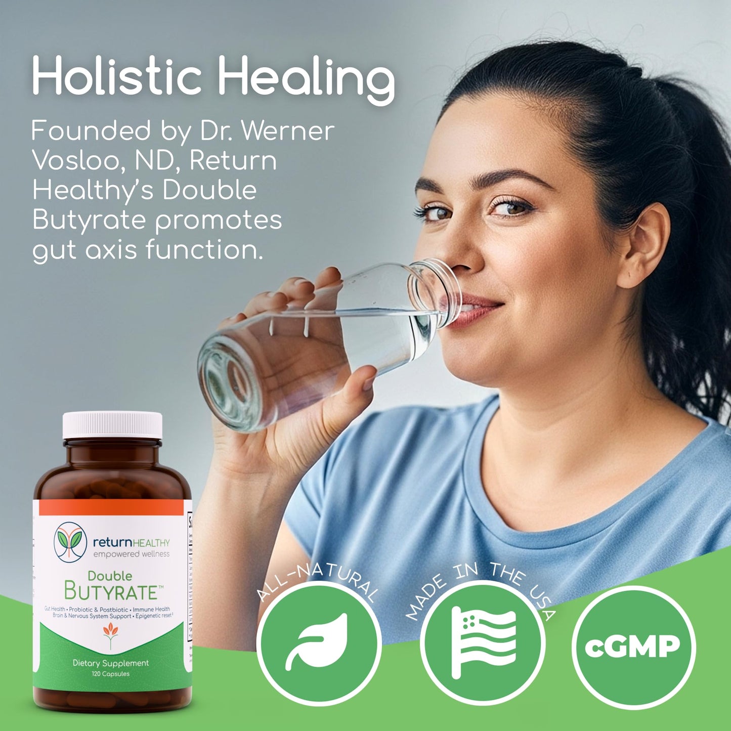Return Healthy Double Butyrate Gut Health Supplement 120 Capsules