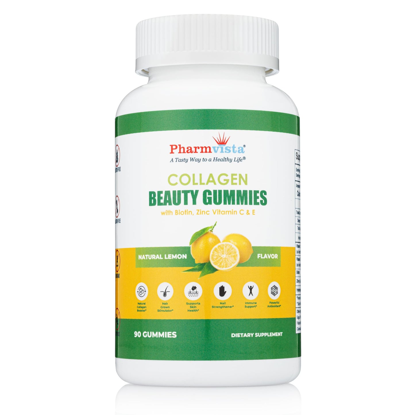 Pharmvista Collagen Gummies with Biotin, Zinc, Vitamins C & E for Hair Skin and Nails Support Gummy, 90 Count