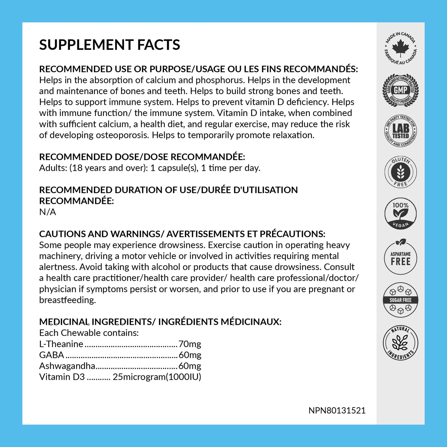 REJUVE+ Calm & Destress Nootropic Supplement – Brain Boost Chewable 30