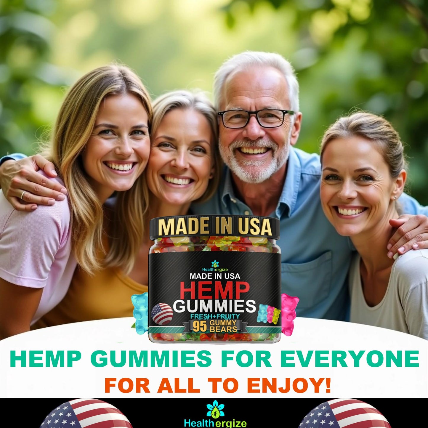 Healthergize Hemp Gummies for Sleep Edibles, Peace and Relaxation, Hempseed Oil Infused Gummy Bears, Natural Omega, Capsule, 95 Count