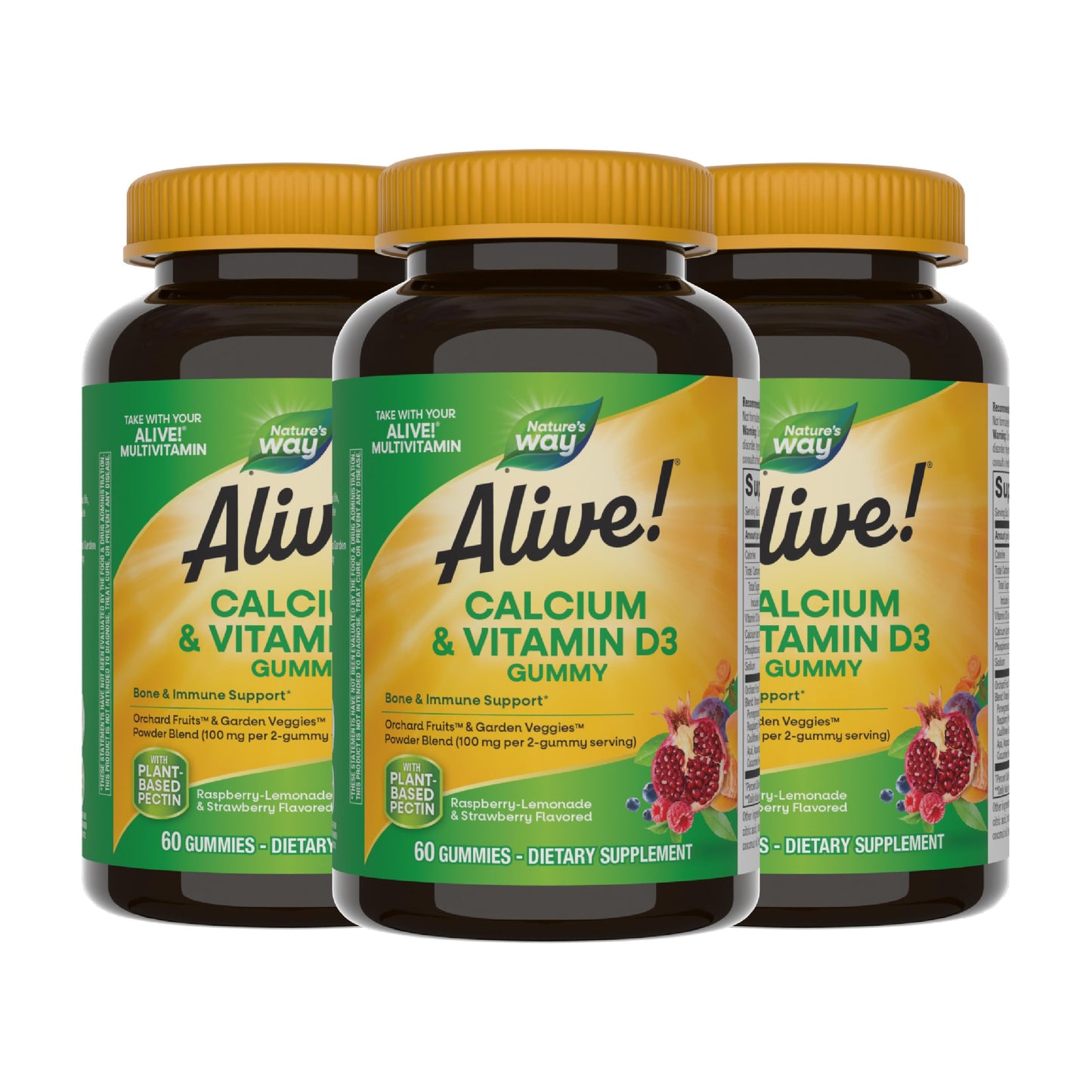Nature's Way Alive! Chewable Calcium Gummies with Vitamin D3, 180 Gummies
