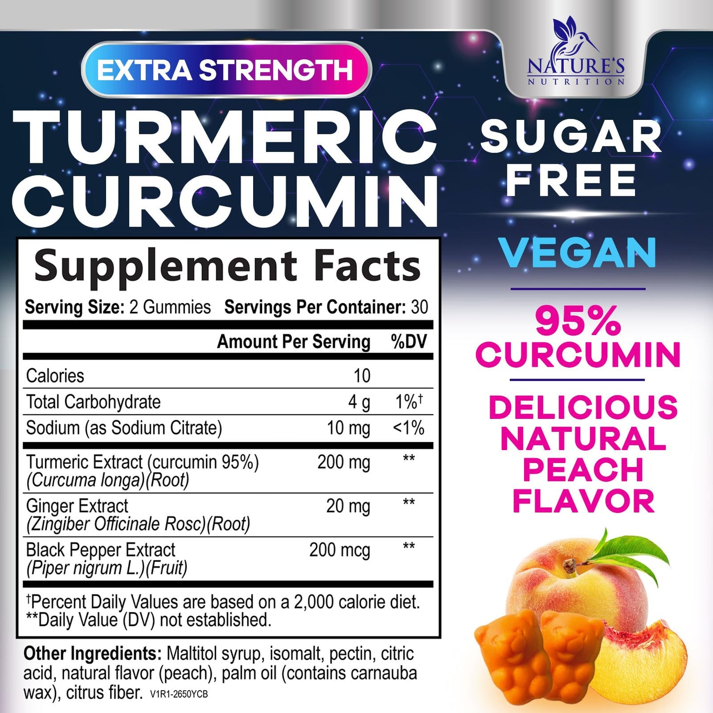 Nature's Nutrition Turmeric Curcumin Gummies 60 Count