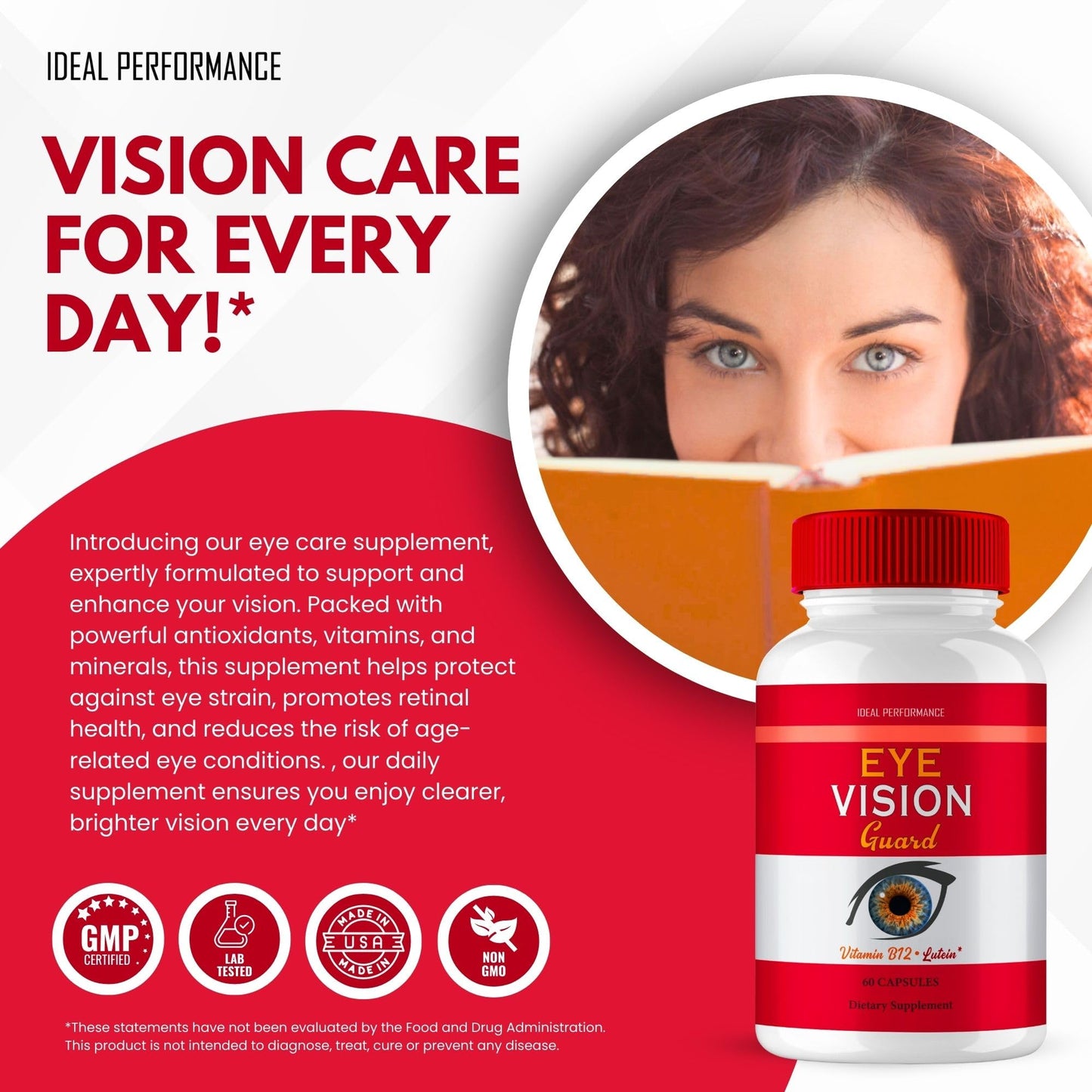 IDEAL PERFORMANCE Eye Vision Guard Eye Health Supplements Capsules, 120 Capsules