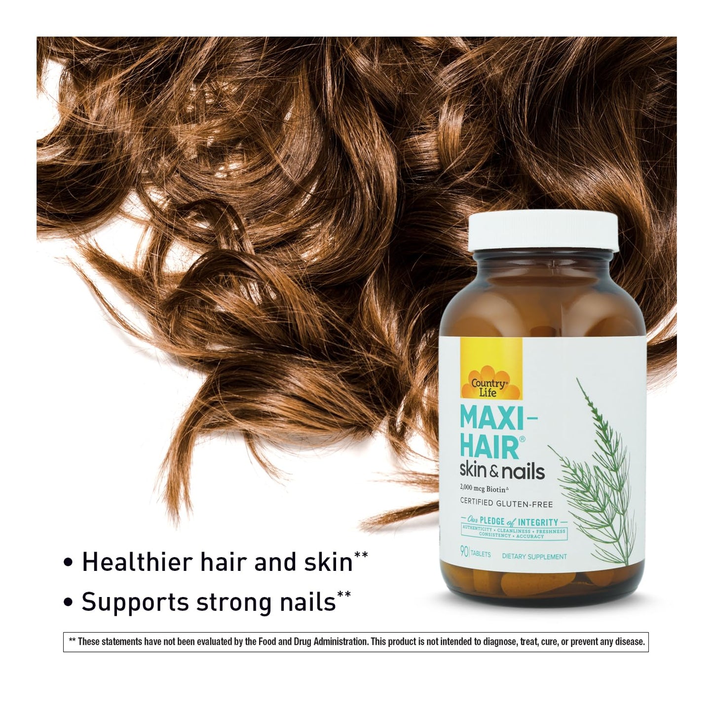 Country Life Maxi-Hair-Skin & Nails 2,000 mcg Biotin 90 Capsules