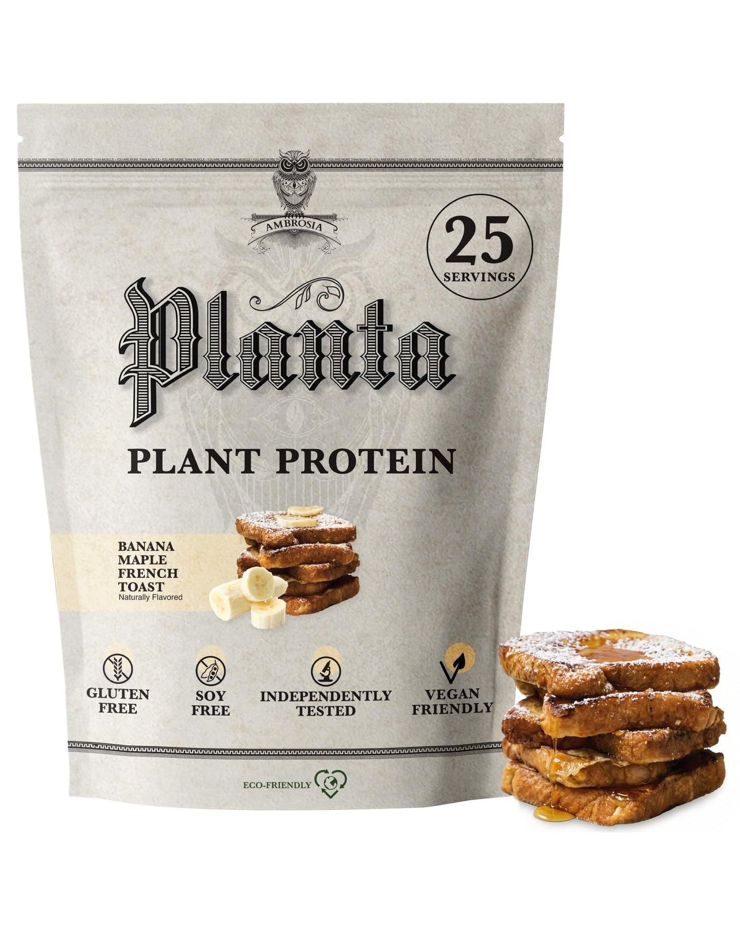 Ambrosia Plant Based Protein Powder Pea Protein Banana Maple, 25 Servings
